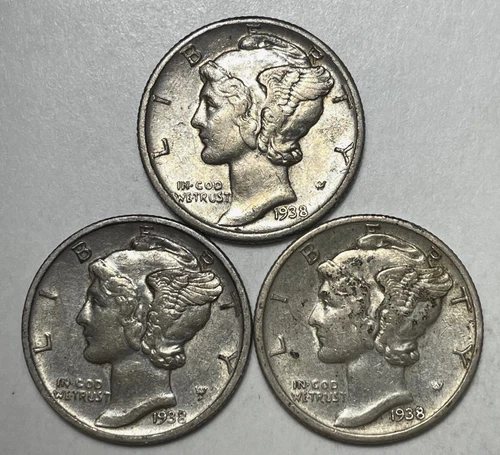 Photo of a 1938-D Mercury Dime from an eBay listing that sold on Jul 21, 2026