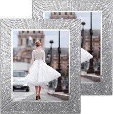 8x10 Photo Frame Glass Double Pack, Sparkling Sequined Frame 8x10 Mirror Finish