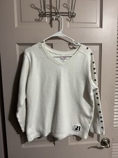 Vintage Disney Store Women's 101 Dalmatians V-Neck Sweater White Pullover Med.
