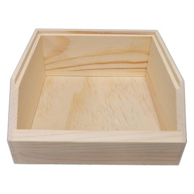 Lagersichtbox Ordnungsbox Stapelbox Sichtlagerkiste Natur Holz Kiefer 15x15x7 cm