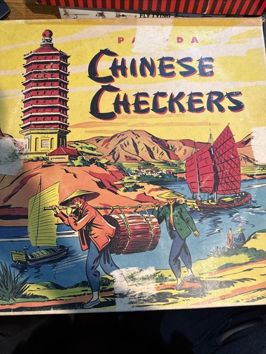 Vintage 50er Jahre Pagode Chinesisches Dame Spiel mit Box - siehe Beschreibung