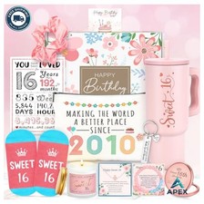 Sweet 16 Birthday Gift Set for Girls 12 Piece Pink Tumbler Pearl Necklace