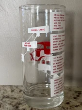 Burma Shave Glass Tumbler Rare Collectible 5 1/2" tall 2 3/4" diameter Route 66