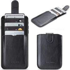 Phone Card Holder RFID Blocking Sleeve, Pu Leather Back Phone Wallet Stick-On Pu