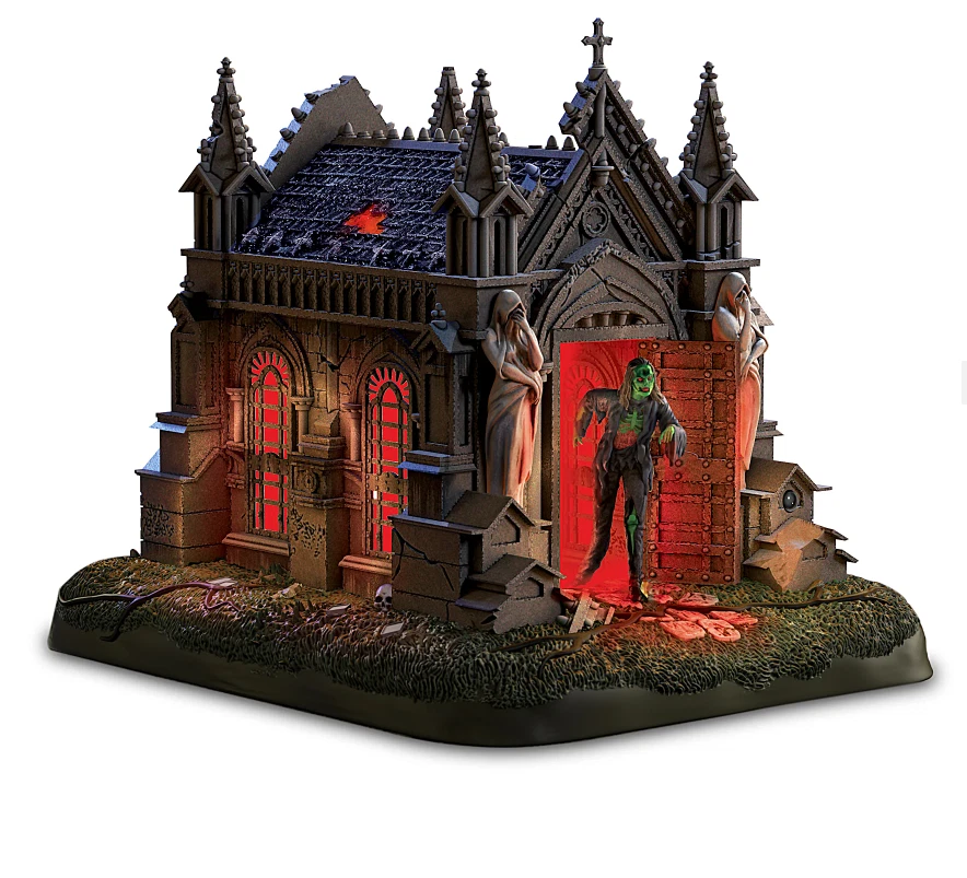 Haunted Crypt Motion-Activated Zombie Sculpture Light-Up Halloween Collectible