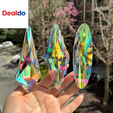 3PCS 5" Large Crystal Sun Catcher Prisms, Hanging Suncatchers with Glass Prism,