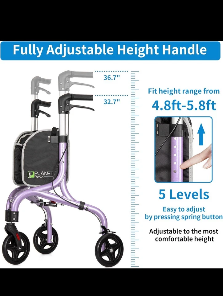 Planet Walk Premium 3 Wheel Rollator Walker - Image 4 of 4