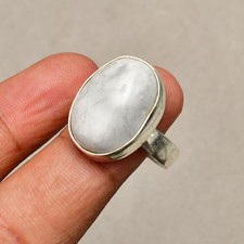 Rainbow Moonstone Gemstone 925 Sterling Silver Jewelry Ring Size 8
