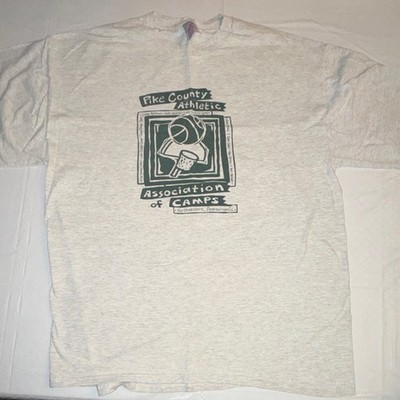 JERZEES Mens XL Gray Camp Graphic Print Cotton Jersey Crew Neck T-Shirt