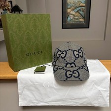 Gucci Wool Gray Jumbo Monogram Baseball Hat - Medium - $780 - New - Authentic