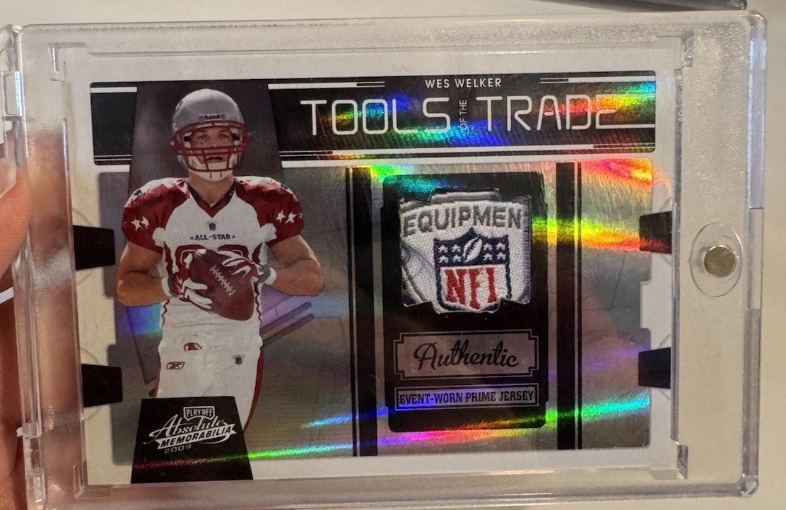 2009 Panini Absolute Playoff Wes Welker Tools of The Trade LOGOMAN /49 Patriots