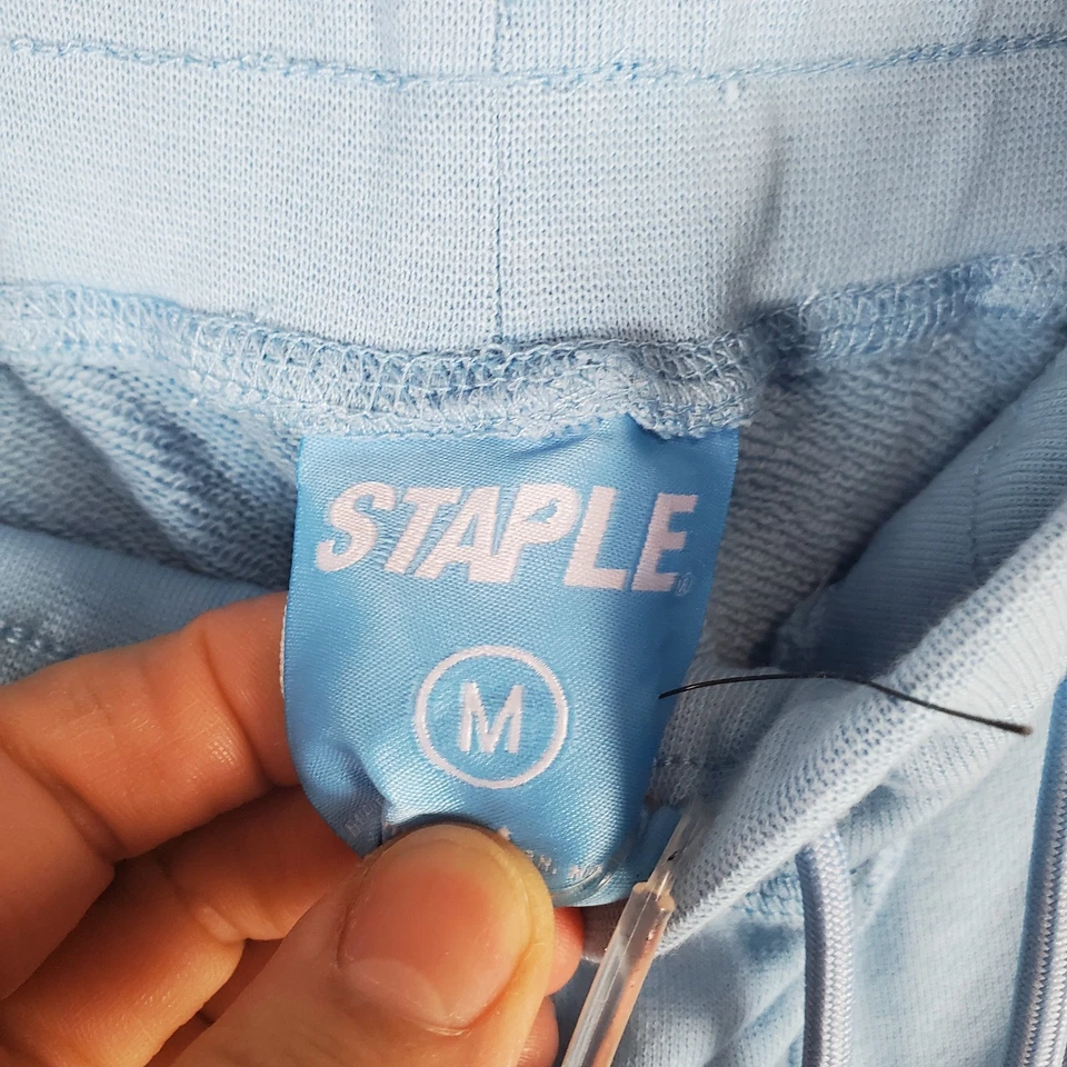 Staple Pigeon Sweat Shorts Mens Medium Aqua Blue French Terry Lined Drawstring - Image 4 of 4