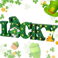 St Patricks Day LED Wooden Sign St. Patrick's Day Table Decorations Wooden Lucky