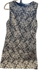 Alice + Olivia Women's Sleeveless Mini Dress In Navy W/White Embroidery Size 4