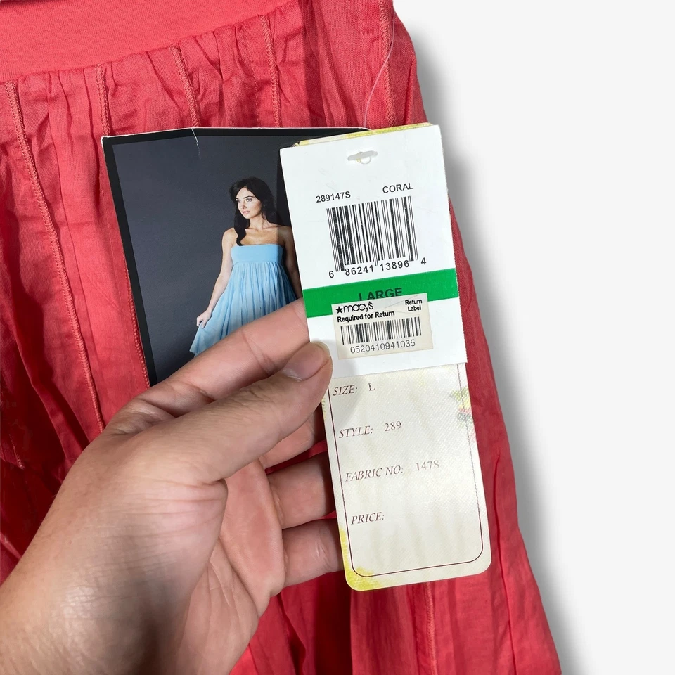 Lapis 珊瑚褶层叠裙女式 L 码棉混纺 2 款波西米亚海滩 — 第 3/4 张图片