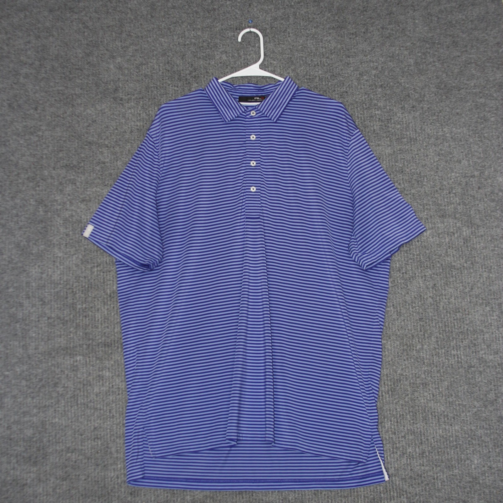 RLX Ralph Lauren Polo Shirt Mens XL Blue Striped Golf Dallas Athletic Club