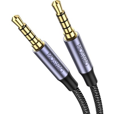 Aux Kabel, 3,5 mm Klinke auf Klinke, geflochten, Mikrofon, Smartphone, PC, 1m