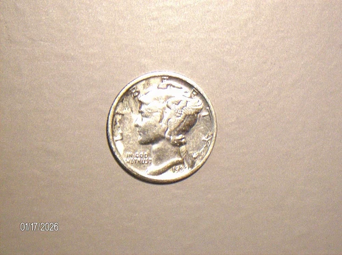 1939-S FINE Mercury Dime, 90% SILVER! Toned!!  E14