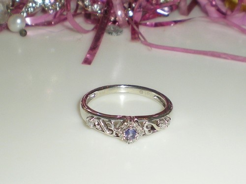Jane Seymour Open Hearts SS Natural Tanzanite 1/6ct Diamond Ring ๐ KAY BOX ๐ - Picture 4 of 24