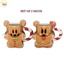 Disney Mickey & Minnie Mouse Gingerbread Disney Mugs Zrike Brands Christmas NEW