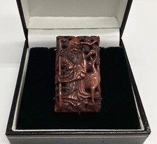 Antique Chinese Clip Carved Figure Crane Solid Silver Quality