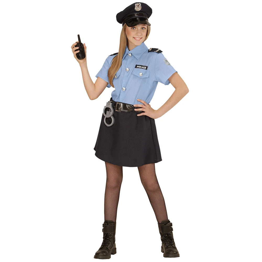 COSTUME VESTITO ABITO TRAVESTIMENTO CARNEVALE BAMBINA POLIZIOTTA