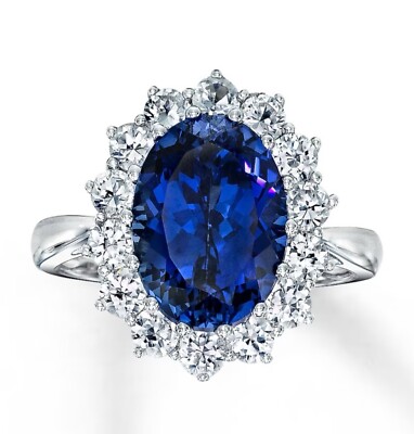 Blue White Sapphire Ring, Set In 10K White Gold Size