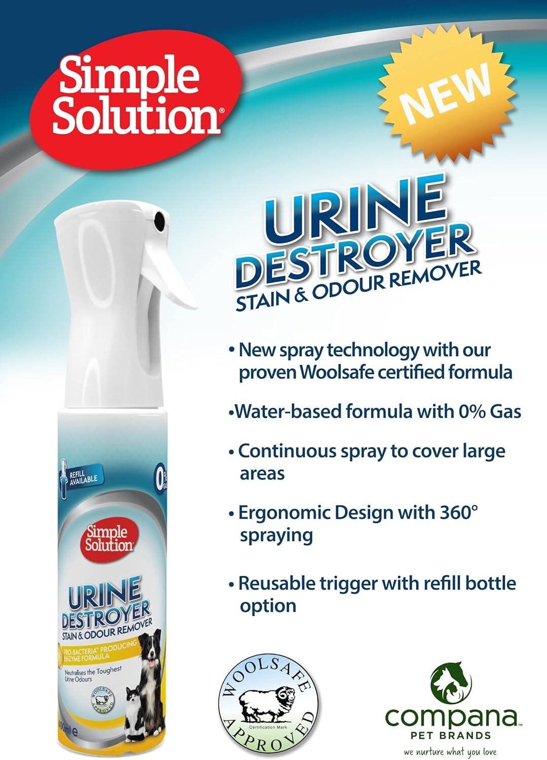 Simple Solution New Spray Technology Urine Destroyer | Pet Stain 400ml