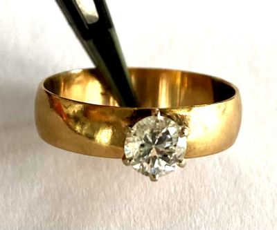 Vintage 10K Yellow Gold Natural Diamond 0.55ct Ladies Engagement