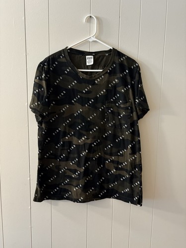 Victorias Secret Pink Women’s Large Tshirt Green Camoflauge 86 J3