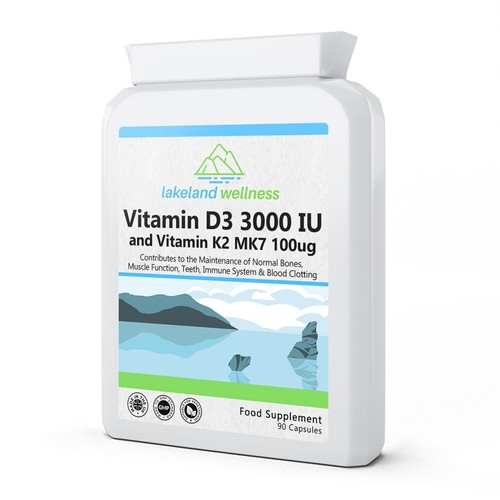 Vitamin D3 3000 IU and Vitamin K2 100ug MK7. 90 Capsules 3 Months Supply eBay