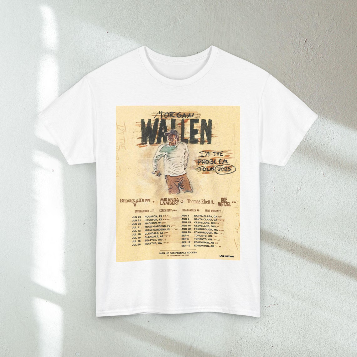 Morgan Wallen  I'm The Problem Tour 2025 White T Shirt Full Size S-5XL