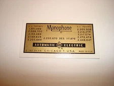 Monophone Automatic Electric Decal   Antique telephones