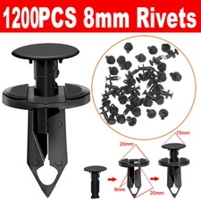 1200PCS 8mm Bumper Clips Auto Car Hole Retainer Rivets Fastener Fender Push Pin