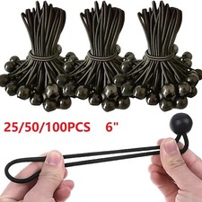 100PCS 50PCS 6" Inch Black Ball Bungee Bungie Cord Canopy Tarp Tie Downs Straps