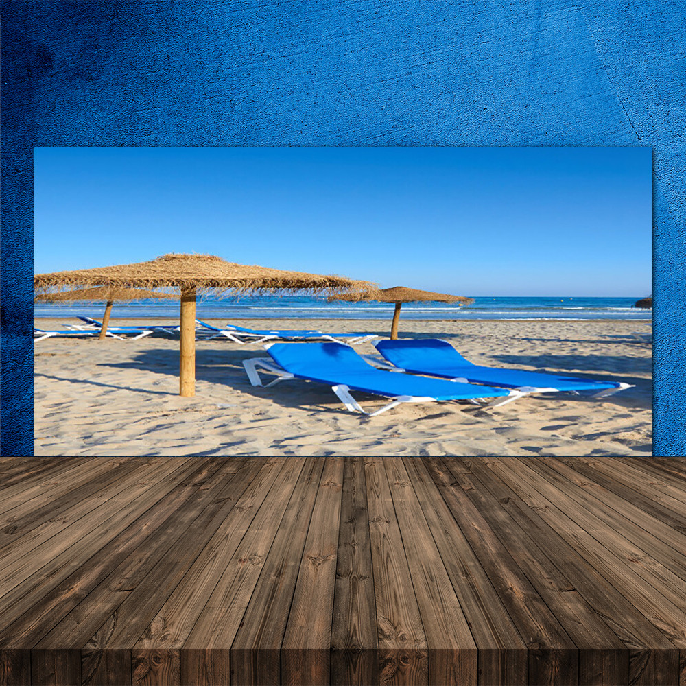 Crédence de cuisine en verre 120x60 fond de hotte panneau mural plage