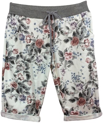 Damen Bermuda Shorts Baumwolle Kurze Hose Uni Farbe und Bedruckt Made in Italy