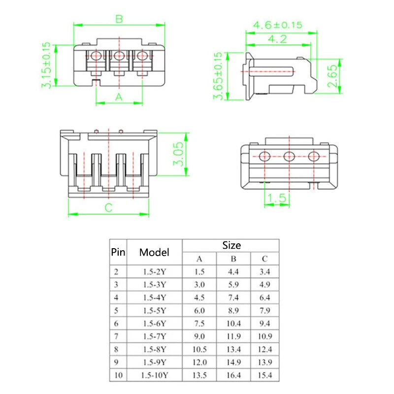 ZH1.5mm PCB Crimp Connector Plug Housing Socket 2P 3P 4P 5P 6P 7P 8P 9P 10P Way - Image 2 of 4