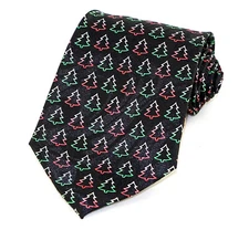 Christmas Tree Colors Mens Necktie Holiday Classic Steven Harris Black Neck Tie 