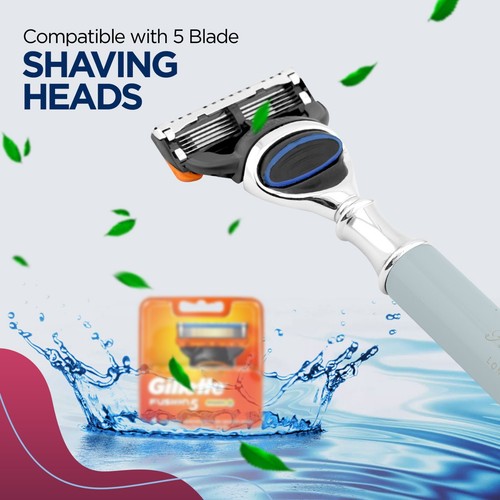 Elegante maquinilla de afeitar de 5 bordes para hombre, maquinilla de afeitar Smart Grip para mujer, maquinilla de afeitar corporal facial, gris - Imagen 8 de 9