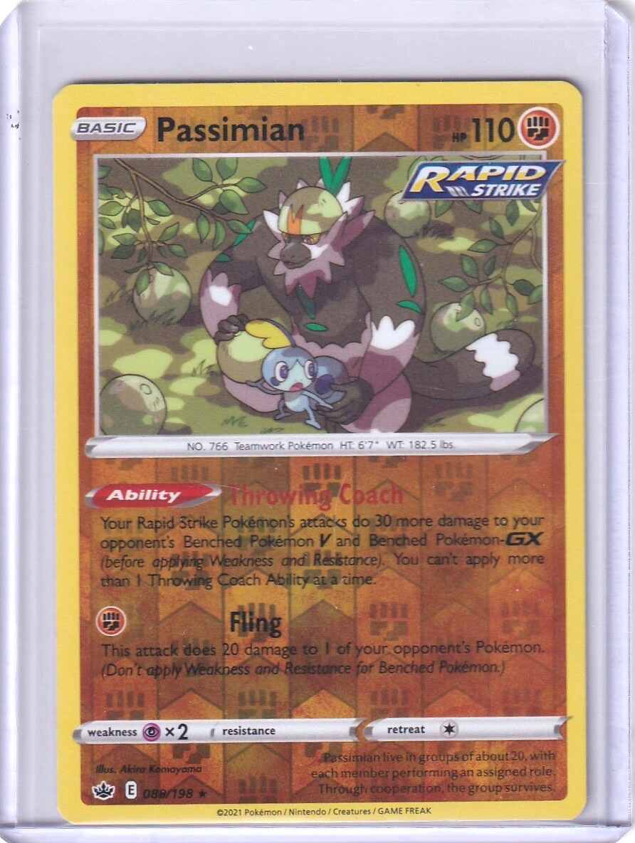 Passimian Reverse Holo Rare #88 Pokemon Sword & Shield Chilling Reign 2021 TCG