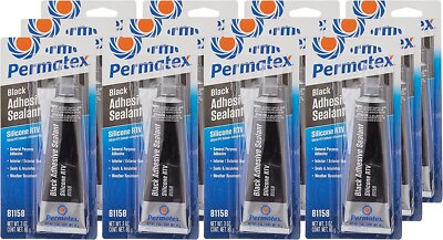 Permatex 81158-12PK Black Silicone Adhesive Sealant, 3 oz. Tube (Pack of 12)