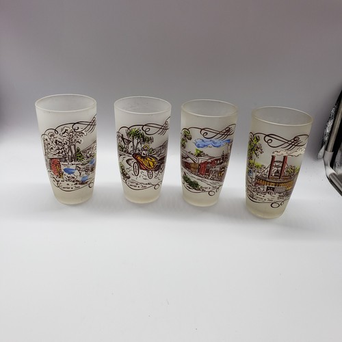 Vintage Set Of 4 Currier And Ives Glass Tumblers 5.5" (M) - Picture 2 of 10