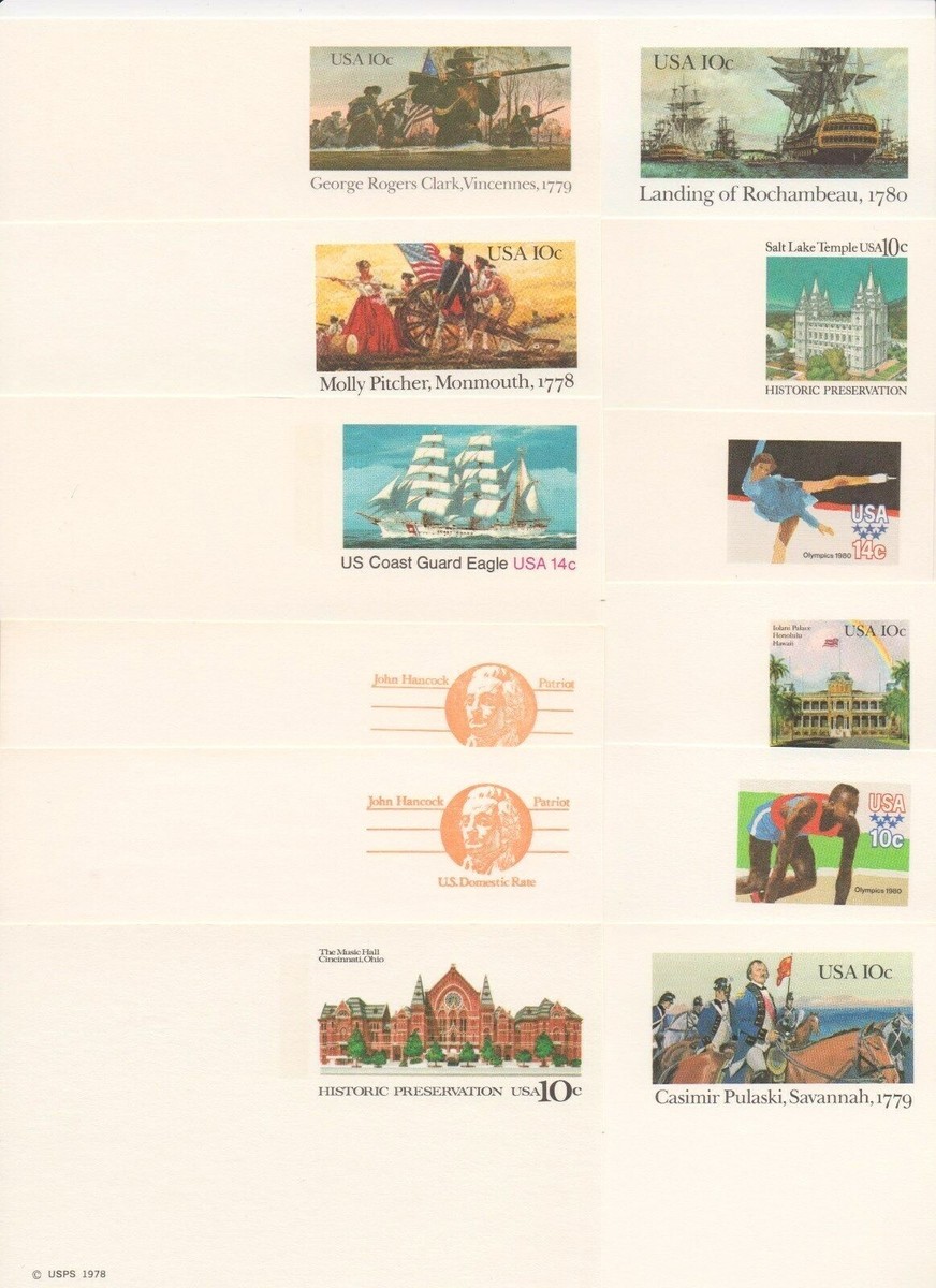 コレクション Postal card US Postal Cards Collection 1978-1988 54 Unused Fresh Cards UX73 to