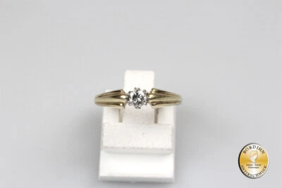 Ring; 14K Gold, Brillant 0,15ct, um 1970 - Bild 1 von 4