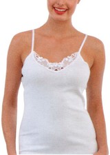 2 pack women's undershirt with lace and elastic spaghetti straps cotton