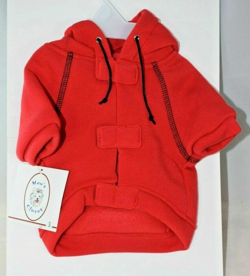 Chaqueta con capucha Max's Closet roja lisa (mascota, perro) pequeña (S) Foto 2 de 2