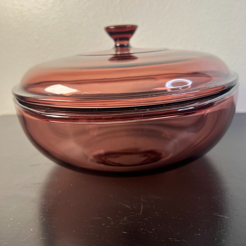PYREX Cranberry 2L Casserole Dish Bowl 024 with Lid 624C Vintage 2 Piece Set - Picture 7 of 7