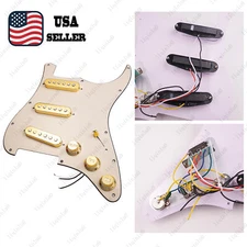 Prewired-Loaded SSS Pickguard Ceramic Pickups For Strat Beige(3 Ply)&Gold