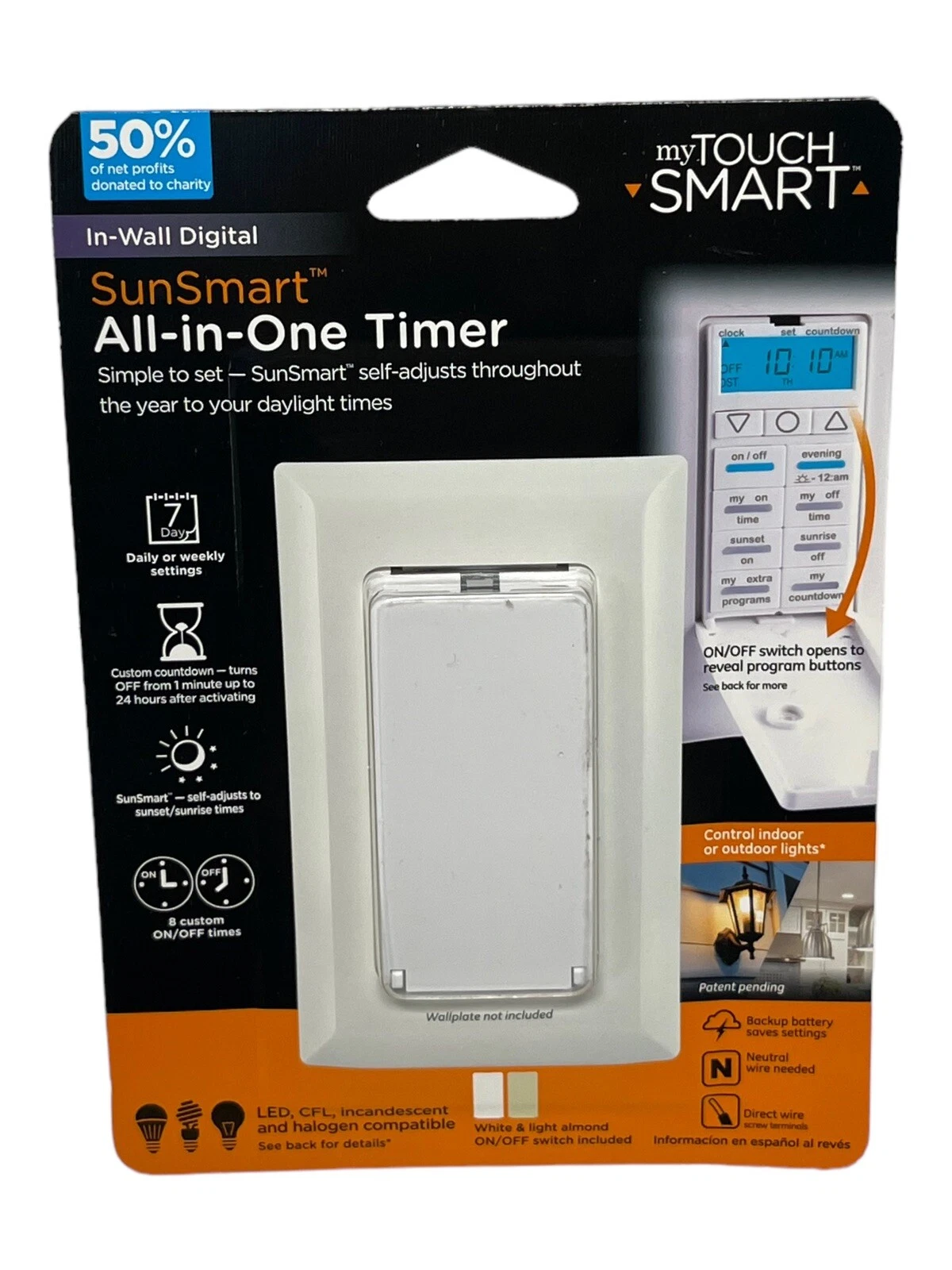 myTouch Smart SunSmart All-in-One Timer - White - Self Adjusts to Daylight Times